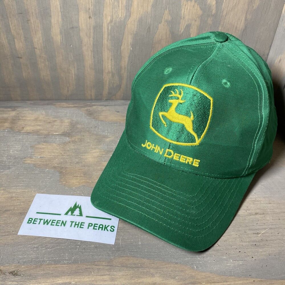 John Deere Tractor Deer Green Yellow Snapback Hat Cap Head Great Condition